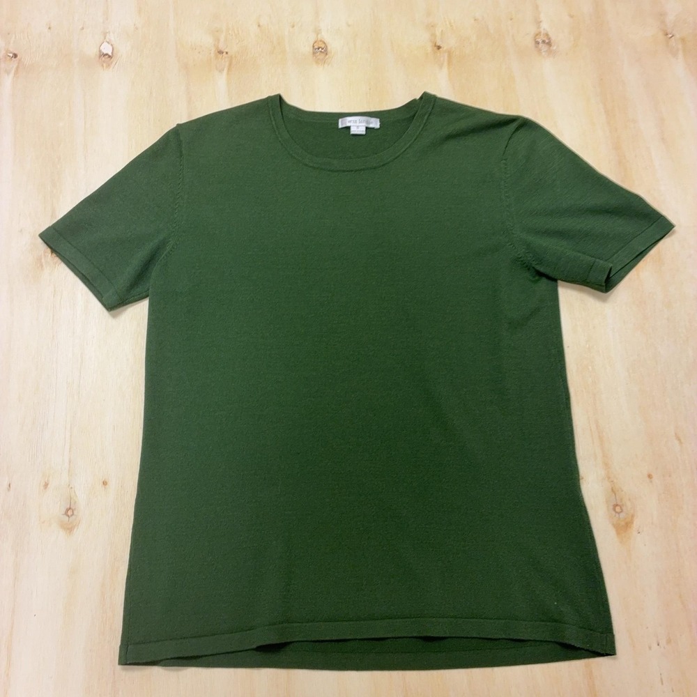 Erin London Shirt Womens Small Green Crew Neck Short Sleeve Knit Stretch Top